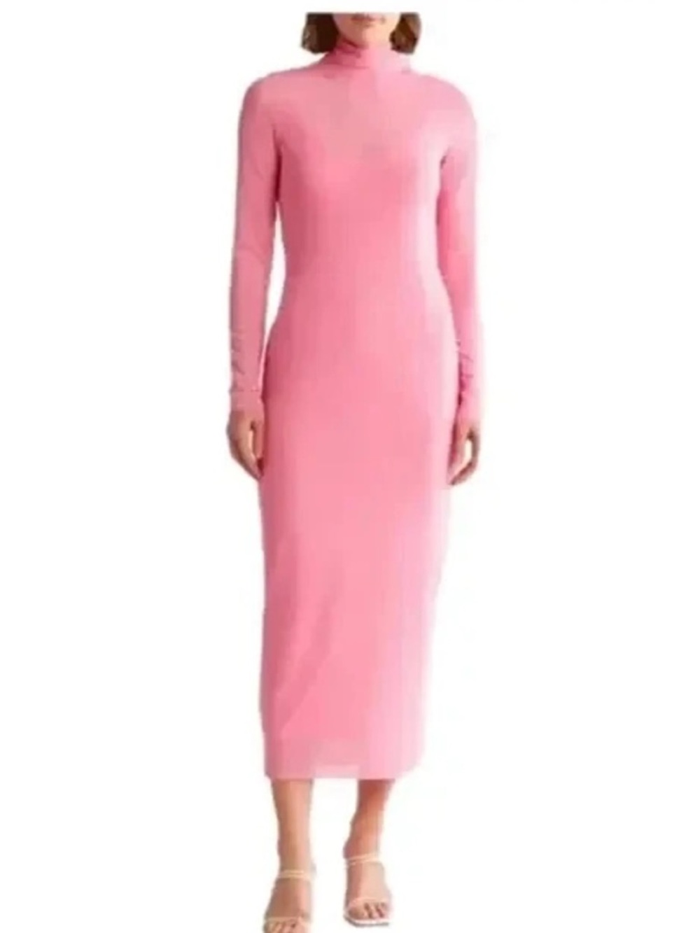 AFRM Pink Turtleneck Maxi Bodycon Sheer Dress Size L